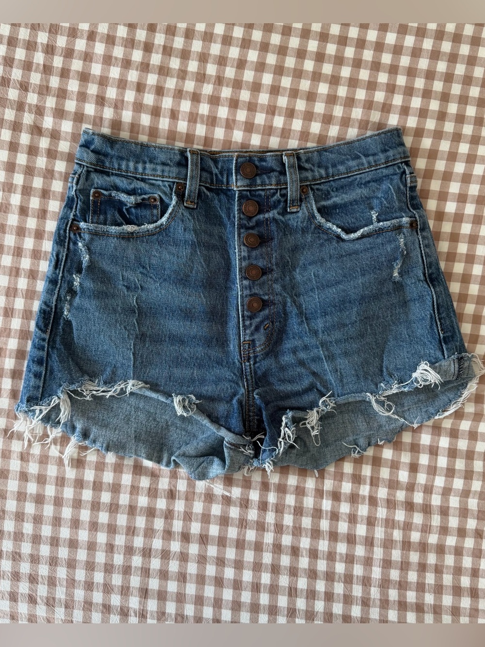 Abercrombie & Fitch High Rise Mom Shorts in Medium Wash Denim Size 27/4